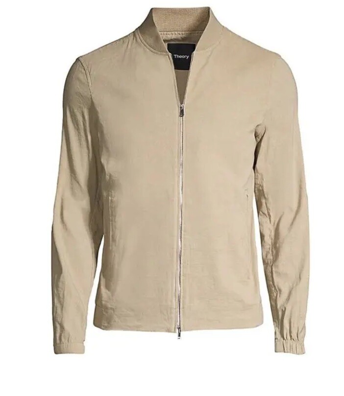 THEORY City Bomber Jacket Sz XL MSRP $395 Beige Dura Linen