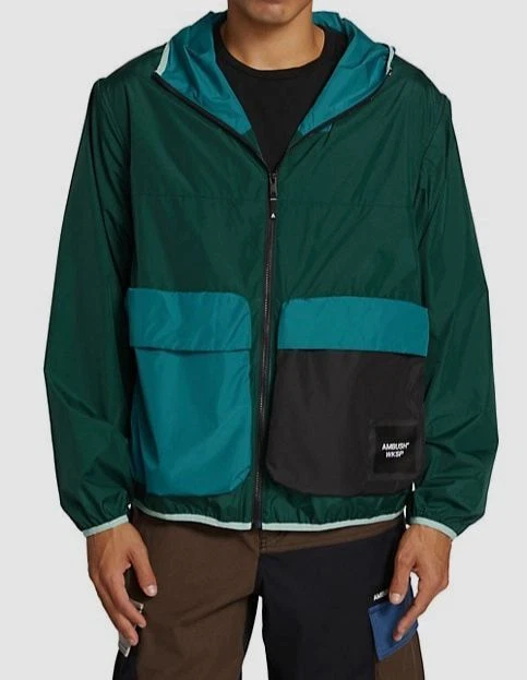 $950 Ambush Men's Green Packable Zip-up Rain Jacket Coat Size M