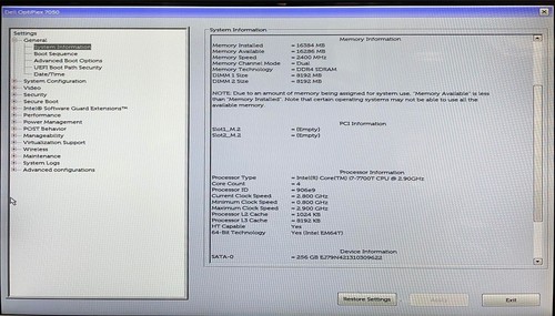 Dell OptiPlex 7050 Micro Desktop i7-7700T 16GB RAM 256GB SSD Win 11 Pro W1180 - Afbeelding 3 van 15