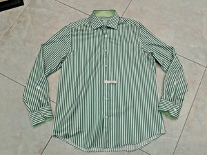 green and white striped mens dress shirt