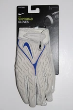 New Nike Superbad Football Skill Padded Gloves Bone Gray Hyper Royal Blue L XL