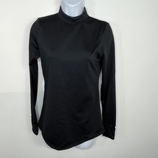Clima Right Cuddle Duds Mock Neck Thermal Top Sz S Black Athleisure Workwear