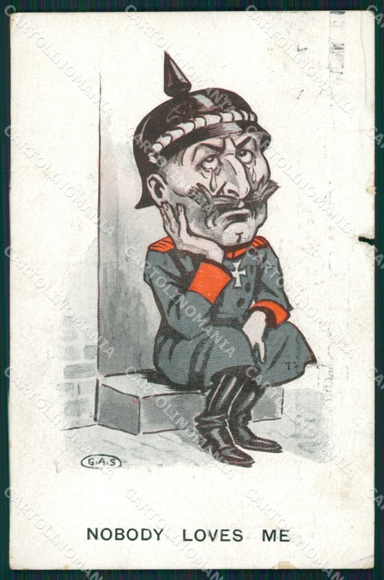 WWI WW1 Propaganda Patriotic War Humor Kaiser Wilhelm TEAR postcard XF3384