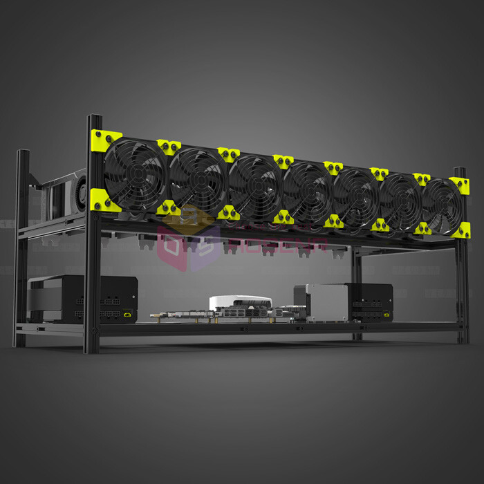 8GPU 7FANS Miner Rig Aluminum Stackable Open Air Mining Case