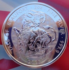 2023 GB 2 oz. YALE OF BEAUFORT #2 Tudor Beast coin .9999 ultra-fine silver 98.68 per troy oz