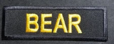 BEAR Embroidered Patch aprox 1.25X4" gold/yellow