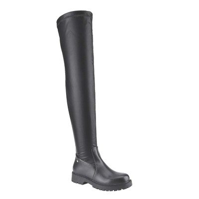 UNILADY Women's Over The Knee Boots - Thigh High Stretch Boots With Chunky 2.2 Inch Lug Sole & Side Zipper