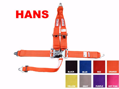 HANS RACING HARNESS SFI 16.1  5 POINT V ROLL BAR MOUNT 3'' LATCH & LINK ANY COLOR