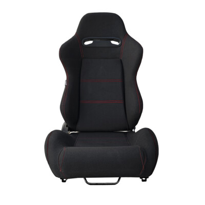 1 PAIR TANAKA BLACK CLOTH + RED STITCH RACING SEATS FOR