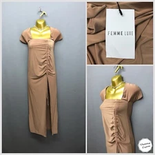 NEW Femme Luxe Fudge High Slit Halter Party Dress UK 8 EUR 36 Evening