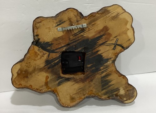 Vintage Retro Edge Wall Clock Wood Tree Slab Rustic Charm Teddy Bear Kids Room - Picture 2 of 10