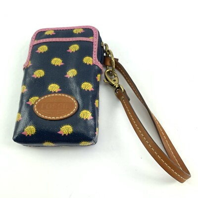 Fossil Hedgehog Zip Wallet PVC Coated Clutch Patent Oilcloth Euc