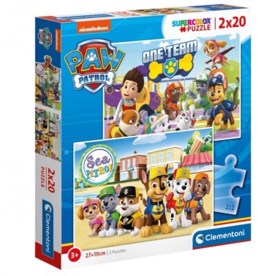 Clementoni 24779 Supercolor Paw Patrol   Puzzle 2 x 20 Teile  27 x19 Cm