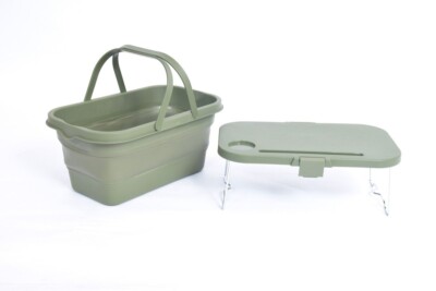 Platinet Camping Picknick Faltkorb 16L, 47x29x23,5cm, mit 2in1 Deckel/Tisch-grün