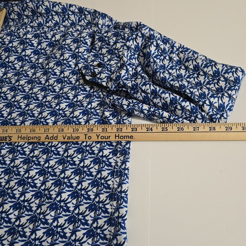 Silver Stone Collection Modern Fit Leaf Vines Long Sleeve Button Shirt XXL Blue - Picture 16 of 21