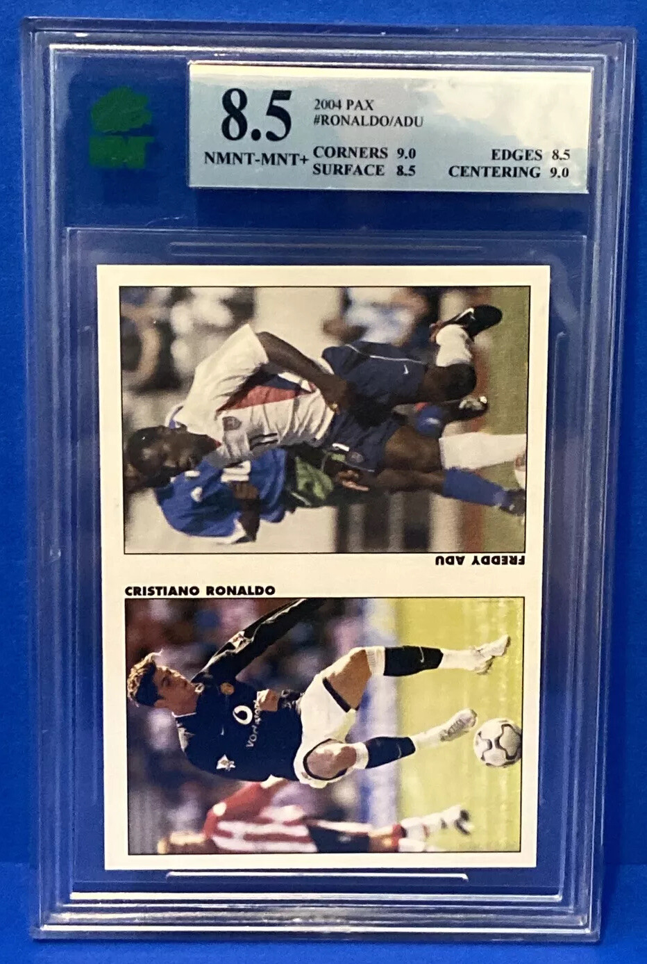 2004 PAX CRISTIANO RONALDO ROOKIE CARD / FREDDY ADU GRADED MNT 8.5 GOAT