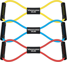 Figure 8 Resistance Bands with Handles Set of 3 Fitness Exercise Stretch Bands