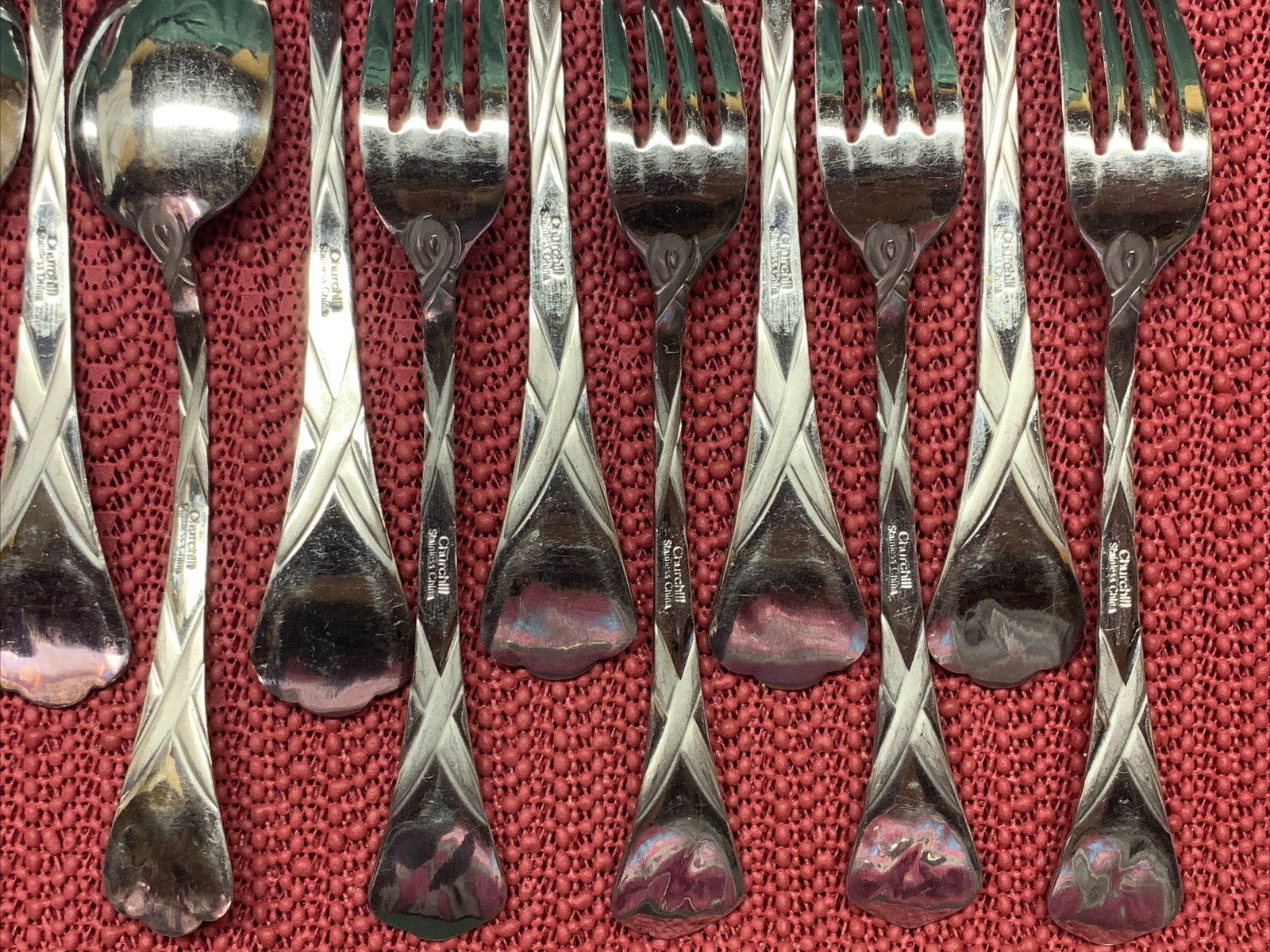 16 Pieces Churchill Stainless China. Dinner & Salad Fork, Knife, Teaspoon, Soup