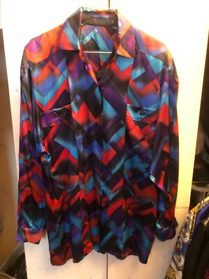 ESCADA LUXE BLOUSE SILK PRINT MULTICOLOR ORIGINAL 36 DE