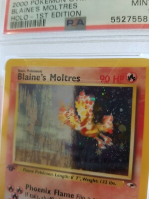 PSA 9 BLAINE'S MOLTRES 1/132 1st Edition Gym Heroes Pokemon Card