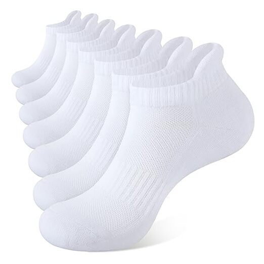 Mens Ankle Sport Socks 7 Pairs Cotton Cushioned Running Socks 13-15 7white