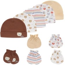 Baby Hat and Mittens Set Newborn Baby Hats 0-6 Months Bear/Brown/Beige Hpgm34