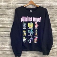 Disney Villains Sweatshirt Womens XL 15-17 Black Villains Mood Graphic Crewneck