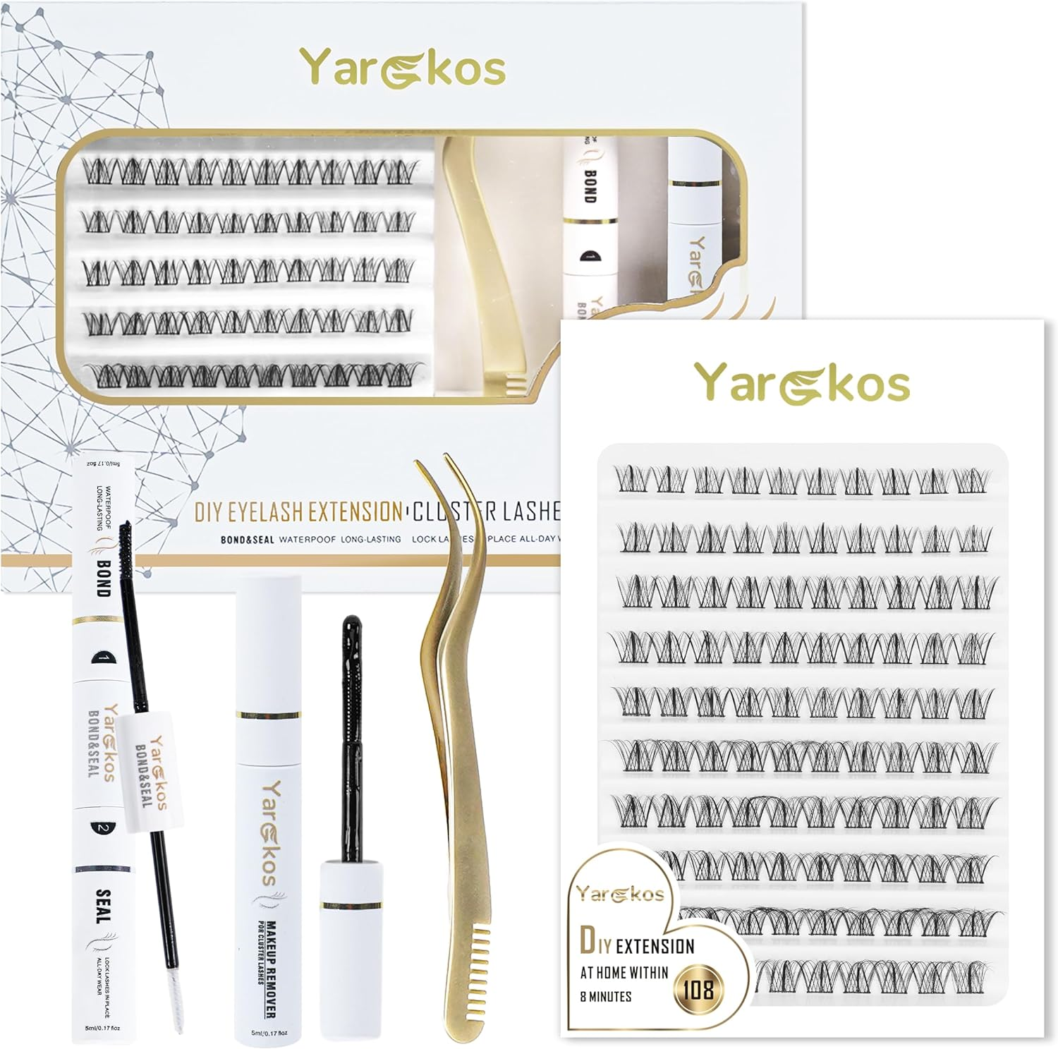 DIY Lash Extension Kit, 100Pcs Individual False Eyelash Clusters, C Curl Mix 10-