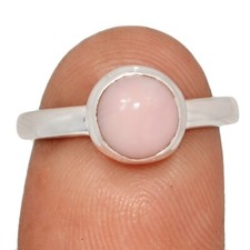 Natural Peruvian Pink Opal 925 Sterling Silver Ring Jewelry s.7 CR66625