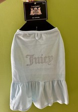 Juicy Couture Light Blue Velour Bling Dress Pet Dog Apparel Size M/L NWT 
