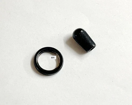 Aluminum Knurled Toggle Switch Tip & Nut BLACK for USA Gibson Guitar Switchcraft