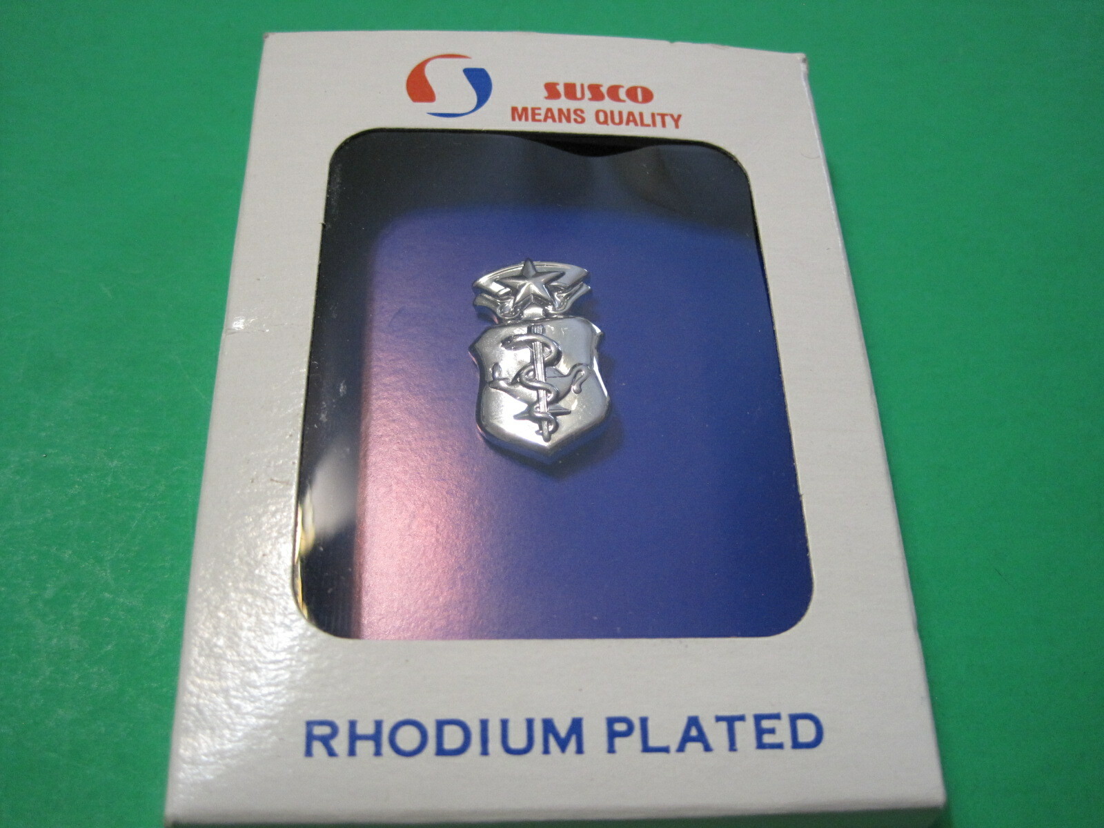 US Air Force Chief Nurse Badge Rhodium Plated Mirror Finish by Susco-image