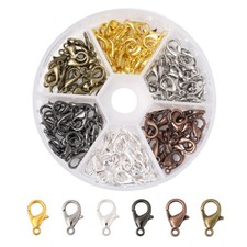 1Box/120pcs 6 Mixed Color Zinc Alloy Lobster Claw Clasps Jewelry Findings 12x7mm