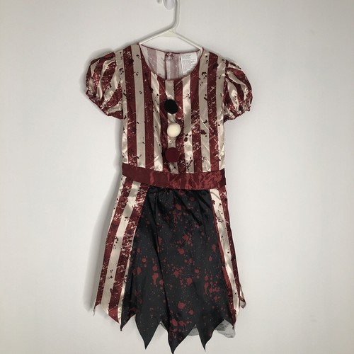 Haunted Harlequin Clown Halloween Costume Child Girl Size Large 12-14 NIP Red - 第 3/4 張圖片