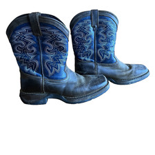 Durango Kids Western Boots Blue Brown Embroidered Square Toe Pull On DWBT053 6M
