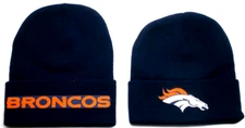 2 FOR 10.95! Denver Broncos flat appliques on 2 Navy beanie  cap hat.See details