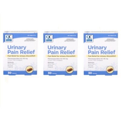 3 Pack Quality Choice Urinary Pain Relief 30 Tablets (Compare to Azo) Each