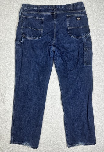 Dickies Rugged Carpenter Jeans Size 42 X 34 Blue Darkwash Workwear  Y2K 9.5" Leg - Picture 1 of 13