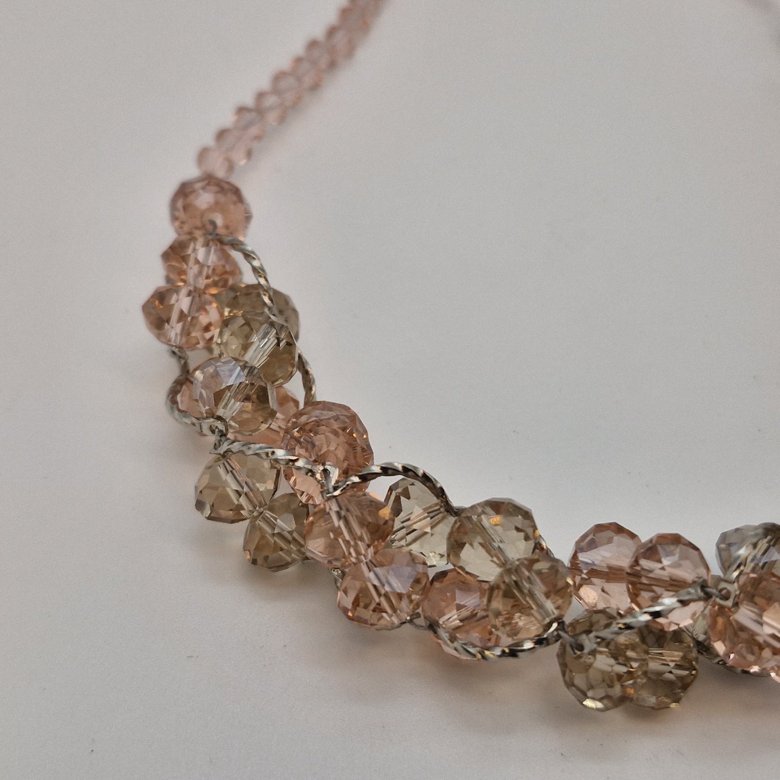 Champagne Crystal Cluster Statement Necklace - Fa… - image 5