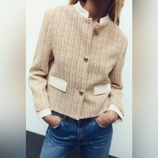 ZARA Textured Long Blazer size Large . New with tag