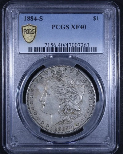 1884-S Morgan Silver Dollar - $1 PCGS XF40 - PCGS Gold Shield