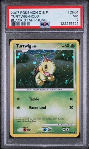 2007 POKEMON DIAMOND & PEARL BLACK STAR PROMO #DP01 TURTWIG-HOLO PSA 7