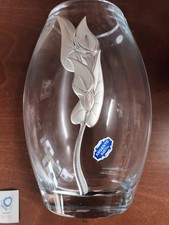 VASO in VETRO CON DECORAZIONE ARGENTO 925 - H. cm.25 ca.- Peso Kg. 1,500 ca.