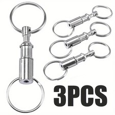 3PCS Detachable Keychain Quick Release Double Ring Key Holder Key Rings