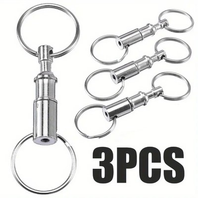 3PCS Detachable Keychain Quick Release Double Ring Key Holder Key Rings
