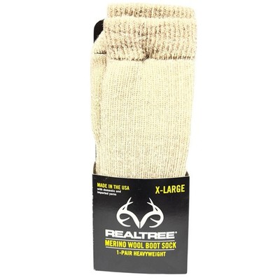 New RealTree Merino Wool Heavyweight Boot Sock 1 Pair size X-Large Shoe 12-15
