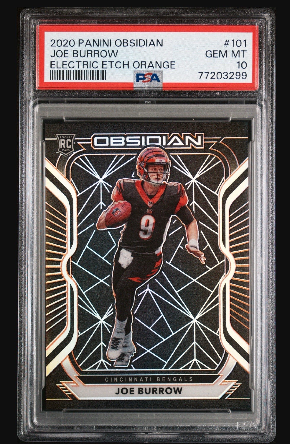 Joe Burrow Panini Obsidian #101 Electric Etch Orange