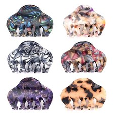 Tortoise Shell Hair Claw Clips 2.4 Inch Medium Acrylic Banana Barrettes Pack 6