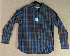COLUMBIA Shirt Men's XL Navy Blue Plaid Vapor Ridge III Long Sleeve Button NWT