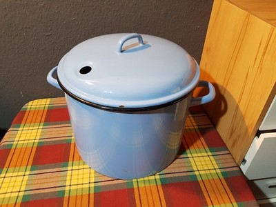Großer Vintage Emaille Topf Hellblau mit Deckel   Einkochtopf / Wäschetopf   Ret